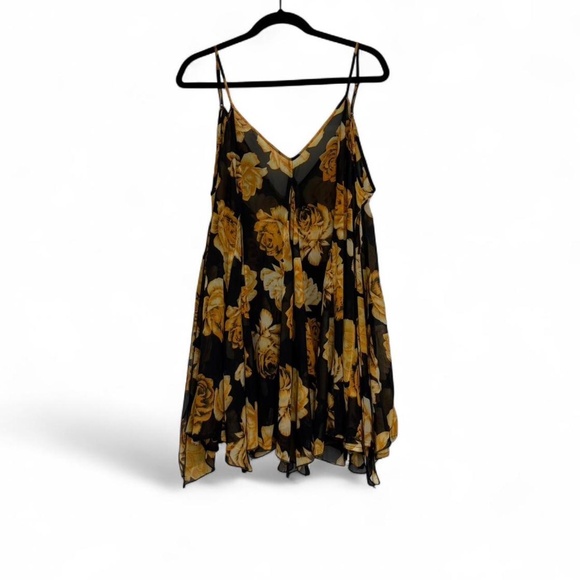 Free People Black and Yellow Floral sheer dress - Picture 2 of 4